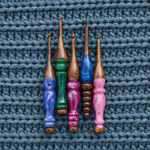 Handmade Crochet <b>Hooks</b> 3.5mm To 12mm | Multi-Color Resin & Rosewood Ergonomic Handle | No-Snag Yarn Tools - Product Image 5