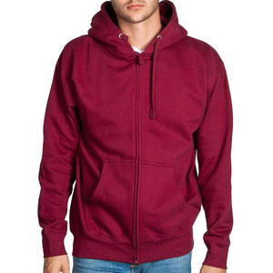 Sudadera con capucha y cremallera para hombre, bordada, con cierre de doble panel, 100% algodón, forro interior suave de punto, ajustable frontalmente, estilo casual urbano. - Product Image 1