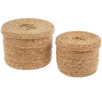 Paniers en jonc de mer faits à la main avec couvercles, 100% naturels, écologiques, pour un usage quotidien, panier de rangement en jonc de mer de forme ronde
