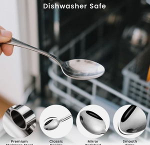 Ensemble de couverts en acier inoxydable poli miroir pour mariage, cadeau pour la maison, couteau, fourchette, cuillère, avec logo personnalisé pour restaurant, hôtel, mariage - Product Image 3