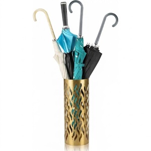 Porte-parapluie décoratif en métal résistant à la rouille, organisateur cylindrique peu encombrant pour parapluies longs et pliables, cannes et bâtons - Product Image 3