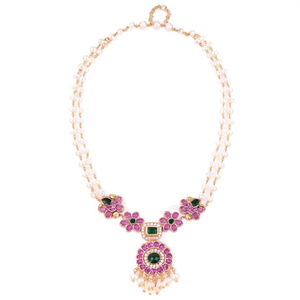 JeweleMarket 10575661PGR Parure de collier de créateur avec diamants américains, pierres Pota, pierres autrichiennes et perles pour occasions nuptiales, de qualité supérieure - Product Image 2