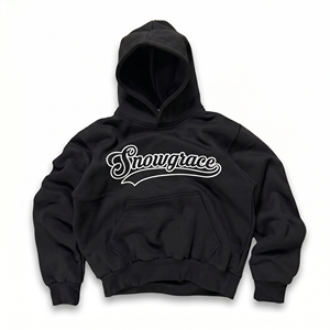 Sudadera con Capucha Negra para Hombre Snowgrace, de Felpa de Algodón, Informal, con Logotipo Frontal y Bolsillo, Corte Regular, para Otoño - Product Image 1