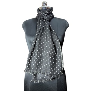 Écharpes d'automne de luxe faites à la main en coton gris anthracite à pois, tissées à la main, motif micro-diamant, vente en gros, très demandées - Product Image 2