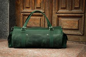 Bolsa de Viaje de Cuero Genuino, Estilo Retro, para Fin de Semana, para Hombre y Mujer, Gran Capacidad, Portátil, Ligera, Equipaje de Cabina - Product Image 4