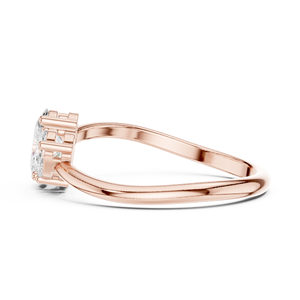 Rose Gold Oval Lab Grown Diamond <b>Two</b> <b>Stone</b> Engagement <b>Ring</b> for Women with Round Accent Solitaire Promise <b>Ring</b> Gift Set - Product Image 4