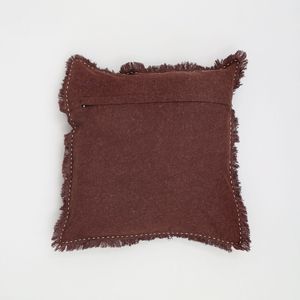 Cuscino Decorativo 22X22 in Lino Stonewashed con Bordi Lavorati a Mano e Frange, Elegante e di Stile - Product Image 5