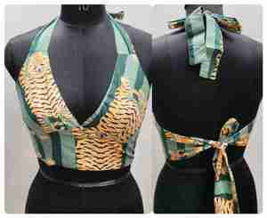 Blusa Halter Sexy de Algodón Transpirable y Ecológica con Estampado de Leopardo y Escote Profundo para Fiesta, Primavera y Verano - Product Image 2