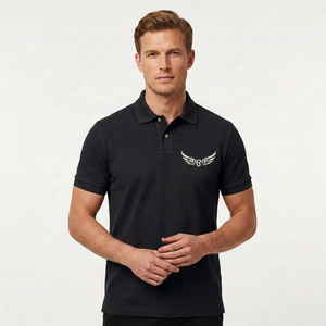 Polo en coton marron pour homme, manches courtes, logo brodé, style décontracté, respirant, design tricoté sur le devant - Product Image 2