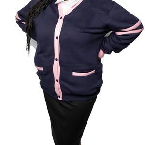 Cardigan en tricot unisexe de qualité supérieure pour universités et collèges, col en V, boutonné, motif uni, hiver, manches longues - Product Image 6