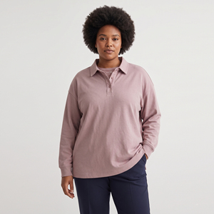 Camisetas Polo de Talla Grande para Mujer, Camiseta Polo con Botones y Hombros Caídos, Camisetas Polo Extra Grandes para Mujer - Product Image 1