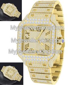 Reloj de Lujo con Moissanita VVS en Oro Amarillo, Pasa la Prueba del Diamante, Reloj de Cristal de Hielo para Rapper, Caja Cuadrada, Resistencia al Agua de 10 Bares - Product Image 3