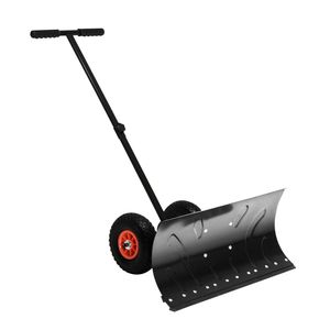 Pala da Neve con Lama da 29 Pollici, Ruote da 10 Pollici, Angolo Regolabile, Manico in Metallo e Legno, Spingipista Manuale, Materiale in Alluminio Nero, Personalizzazione OEM - Product Image 1