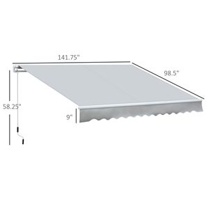 Tenda da Sole Retrattile 3,6x2,4m Grigio Chiaro, Resistente ai Raggi UV e all'Acqua, con Manovella Manuale e Bracci Pieghevoli, Stile Moderno - Product Image 3