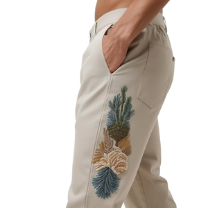 Pantalon évasé pour homme tendance avec broderie détails terrain et coupe décontractée à jambe large - Product Image 3