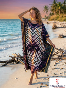 Vestido Kaftan Tie Dye Personalizado para Mujer, Estilo Holgado, para Playa o Resort, Fabricante y Proveedor OEM ODM - Product Image 2