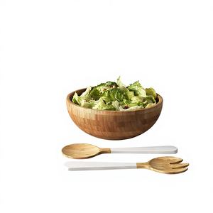 Vente en gros de bol vintage poli en bois d'acacia et bambou de forme personnalisée, centre de table écologique pour le dîner et le déjeuner, pour la fête - Product Image 2