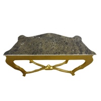 Table d'entrée antique de luxe Table console en feuille d'or avec dessus en marbre Table d'entrée implorée à la main pour meubles de maison de style français