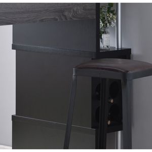 Tavolo da bar per la casa grigio e nero effetto invecchiato con scomparto per bicchieri da vino e tre ripiani - Product Image 3