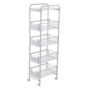 Five Tier Metal Storage <b>Rack</b> with Wheels for Kitchen Organization 5 Tier Square Trolley Basket <b>Rack</b> Kitchen Storage - Product Image 3