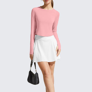 Camiseta de yoga para mujer, de manga larga, elástica, de tela suave, para uso diario, ropa deportiva, camiseta para yoga y gimnasio, top de yoga para mujer - Product Image 3