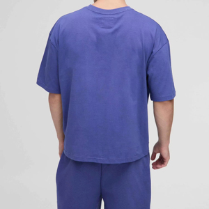 Conjunto de Camiseta y Pantalones Cortos de Verano para Hombre, 2026, Superventas, Cuello Redondo, Azul Sólido, Tejido Transpirable - Product Image 3