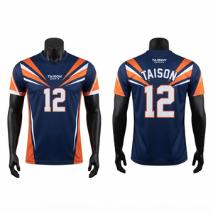 Camiseta de Voleibol de Poliéster Transpirable de Primera Calidad, 240 g/m², Azul Marino, Naranja, Blanco Sólido, Personalizada con Impresión por Transferencia de Calor, Nombre del Equipo, Número - Product Image 1