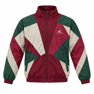 Unisex Contrast Panel Windbreaker <b>Jacket</b> Stand Collar Full Zip Technical Streetwear Custom OEM ODM Wholesale Bulk - Product Image 1