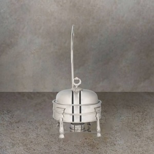 Plat à chafing classique rond en acier inoxydable avec couvercle vertical, chauffe-plats isolé pour buffet et traiteur - Product Image 2