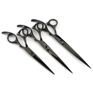 Ciseaux de barbier professionnels noir mat en acier inoxydable 440C avec logo personnalisé, ciseaux de coupe de cheveux à bord tranchant, ciseaux de salon - Product Image 1