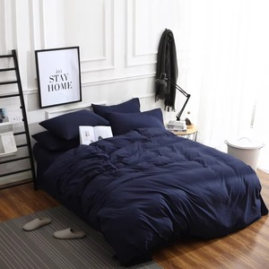 Ensemble de housse de couette bleu marine 4 pièces en coton doux pour la maison - Product Image 1