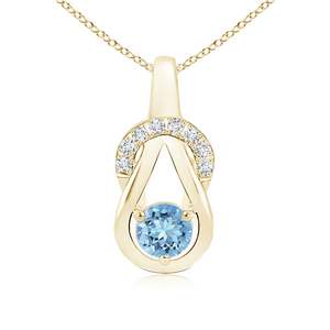 จี้ทองคำแท้ 14k ลายอินฟินิตี้ ขนาด 5 มม. ประดับพลอยอะความารีน 0.45 กะรัต และเพชร  จำหน่ายส่ง - Product Image 1