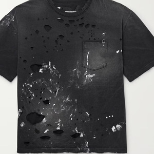 Oversized Sunfaded Distressed T Shirt Vintage Washed Tee Ripped Hem Grunge Streetwear Custom Logo Unisex Casual Premium Quality - Product Image 6