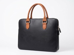 Maletín de Cuero Negro para Hombre y Mujer, Bolsa para Portátil de Negocios, Bolso de Mano Suave con Cierre - Product Image 1