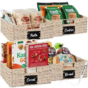 Artisanal <b>Rectangular</b> Water Hyacinth <b>Storage</b> <b>Basket</b> Woven Organizer Bin Shelf <b>Basket</b> Ideal For Pantry Home Organization - Product Image 2
