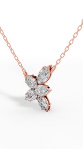 Collier de luxe en or massif 18 carats avec diamant de laboratoire taille poire florale et taille marquise, incolore VVS, pour mariage, anniversaire, fête - Product Image 2