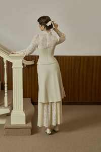 Jupe pour femme élégante et romantique en coton (extérieur) + dentelle extensible (intérieur) ATHENA Ensemble classique chemisier en dentelle et coton avec bordure en dentelle KS52 - Product Image 5