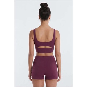 Women 2 Piece Yoga <b>Set</b> <b>Square</b> Neck Cutout Crop Top High Waist Flared Leggings Solid Color Seamless - Product Image 6