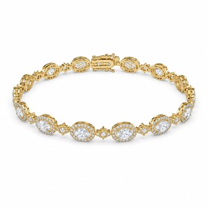 Pulsera de tenis ovalada con diamantes, oro amarillo de 18K, cadena de eslabones pavé, diamantes cultivados en laboratorio, pulsera de lujo a la moda, personalizada - Product Image 2