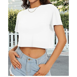 Women Everyday Fashion Crop T Shirt Loose Fit Cotton Casual Tee for Modern Lifestyle Clothing - Product Image 5