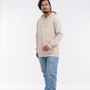 Hoodie confortable et durable avec poche avant, pour homme, couleur bleu premium, tissu polaire, fermeture éclair, respectueux de l'environnement, pour l'hiver. - Product Image 5