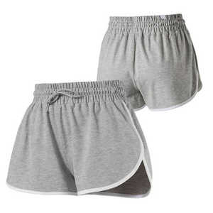 Shorts décontractés gris pour hommes, taille mi-haute, avec cordon de serrage, taille élastique, respirants, en tricot 100% coton, séchage rapide, couleur unie, avec poches - Product Image 4