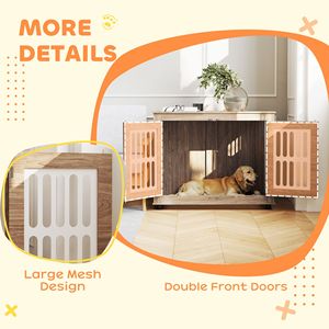 39\" Walnut Brown <b>Dog</b> Crate Furniture with 2 <b>Doors</b> Adjustable Non-Slip Foot <b>Mats</b> for Large <b>Dogs</b> - Product Image 5