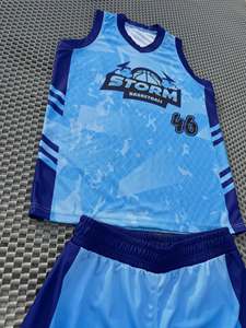 Ensemble de maillot de basket Rexfit Made Storm sublimé bleu 46 pour garçons, séchage rapide, sans manches, col en V, vêtements de sport toutes saisons - Product Image 5