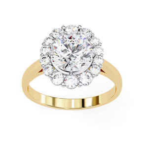 Classic Women's Lab Grown Diamond Engagement <b>Ring</b> with Round Cut Halo Pave Setting IGI Certified 10K Gold Rhodium Plated Band - Product Image 3