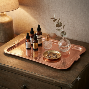 Bandeja Rectangular de Latón Dorado Rosa al por Mayor, Plato Metálico Grabado Vintage, Bandeja Decorativa de Lujo para el Hogar, Bandeja para Exhibición de Alimentos - Product Image 5