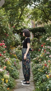 กางเกงฮาเร็มผ้าฝ้ายทอเนื้อนุ่มสำหรับผู้หญิง คอลเลคชั่นสตรีทแฟชั่นทันสมัย ทรงปกติ เหมาะสำหรับฤดูร้อน แต่งลูกไม้ พร้อมสำหรับการเดินทาง - Product Image 4