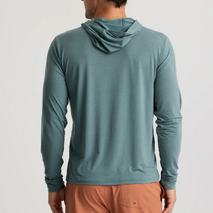 เสื้อฮู้ดดี้คอวีแขนยาวสีพื้นสำหรับผู้ชาย ผ้าโพลีเอสเตอร์ซับเหงื่อ ระบายอากาศได้ดี ใส่สบายในฤดูร้อน ทรงปกติ - Product Image 2