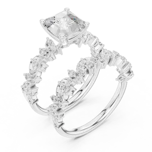 2ct Asscher Cut Lab Grown Diamond Engagement <b>Ring</b> 18K Solid Gold Marquise Cluster <b>Split</b> Shank IGI Certified VVS E-F <b>Ring</b> - Product Image 6