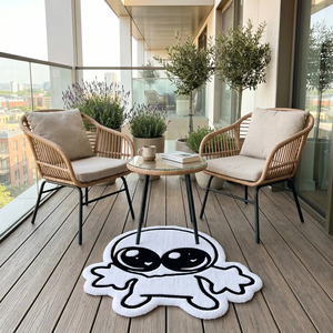 Alfombra Antideslizante de Lana con Diseño Geométrico, Hecha a Mano, en Blanco y Negro, Estilo Kawaii, para Dormitorio o Sala de Estar - Product Image 6